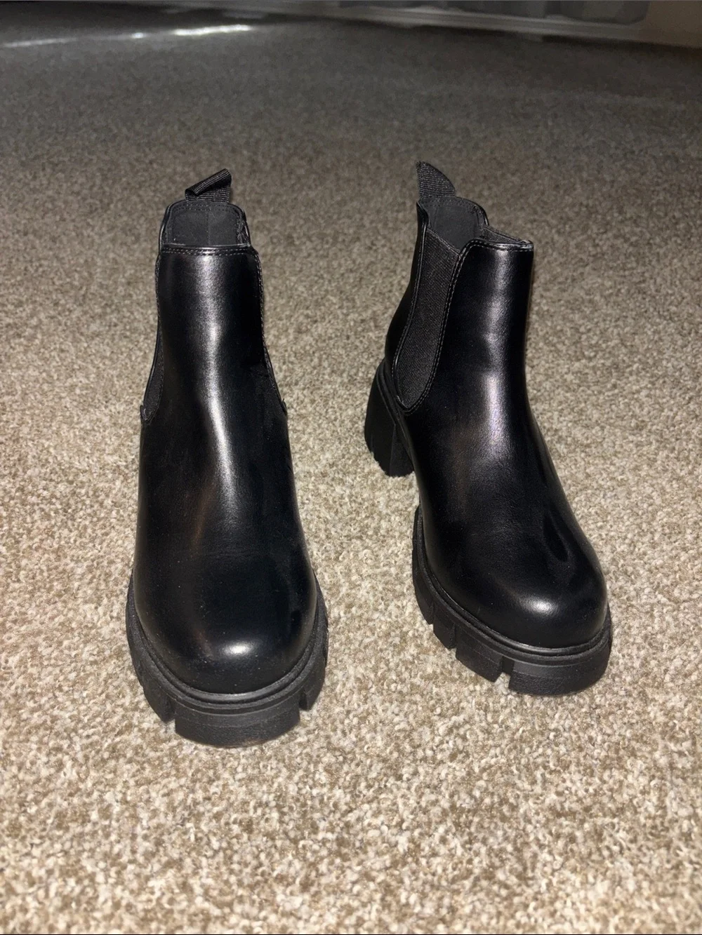 Soda Black Chunky Ankle Boots